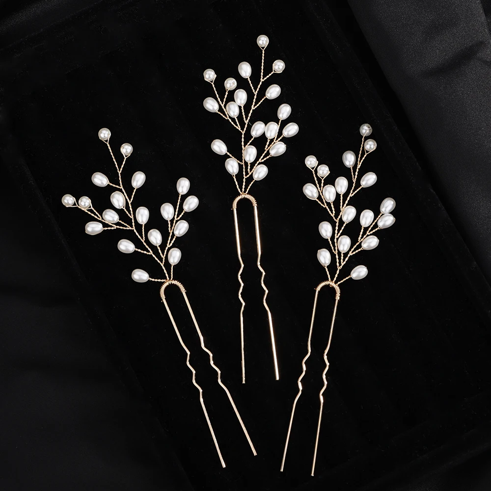 Silver Pearl Bridal Hairpins Gold Women Wedding Hair Accessories Jewelry Chic Handmade Headpiece Tiaras Bride Hair Ornaments hair accessories bridal hair accessories