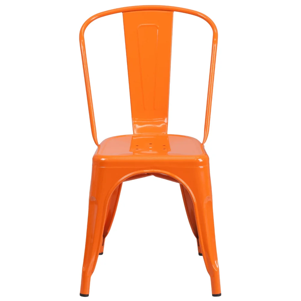 

Commercial Grade Metal Indoor-Outdoor Stackable Chair, Orange Dinning Modern Dining Table Restaurant Nordic