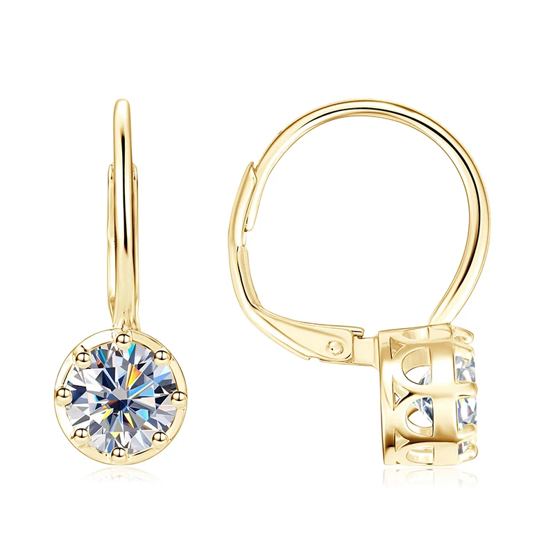 OXTAO Luxus-Moissanit-Ohrhänger, 14 Karat Gold gefüllt, für Damen, 6,5 mm, D-Farbe, VVS1, Laborimitation, Diamant, Hochzeit, Party, Schmuck – Detail 12