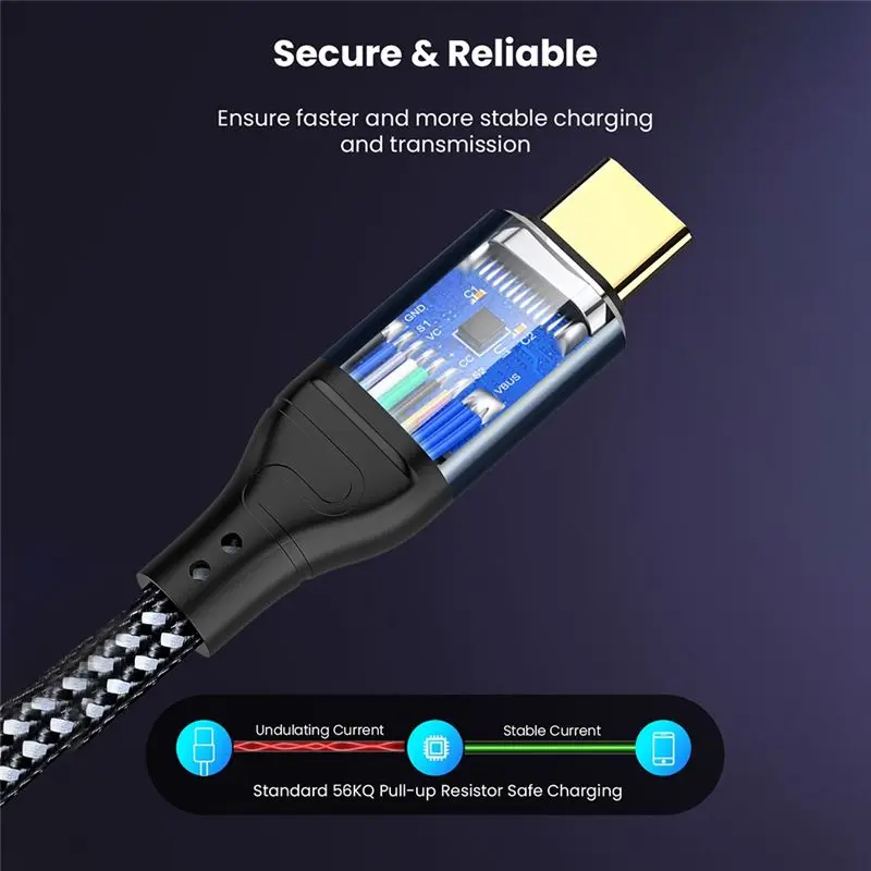 *ABDH PD3.1 240W 타입 C 고속 충전 케이블 USB-C 타입-C 2.0 Gen 2 5A 노트북 휴대폰 초고속 충전 케이블(1M)