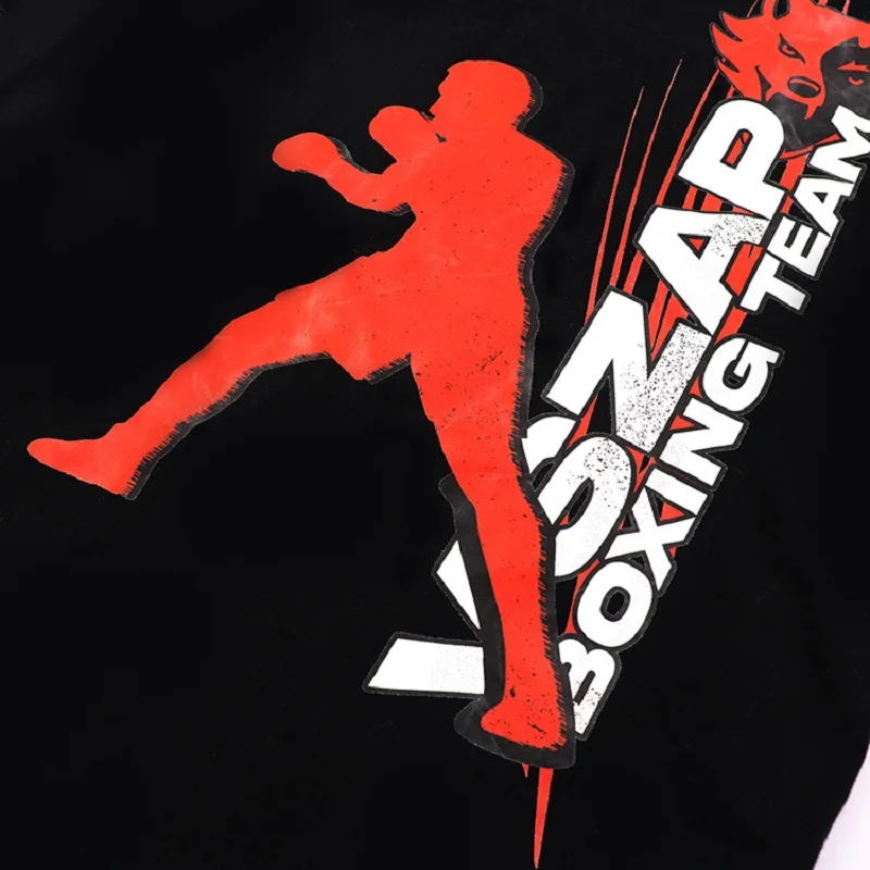 VSZAP MMA Fighting Leisure Boxing Fighting Training Outdoor Sports Black T-shirt Pure Cotton Breathable Short Sleeves