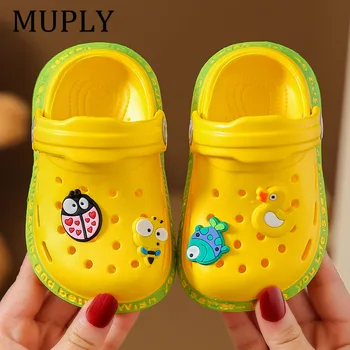 Children New Cute Cartoons Kids Mules Clogs Summer Garden Beach Slippers Sandals Cave Hole Baby Shoes For Boys Girls 1