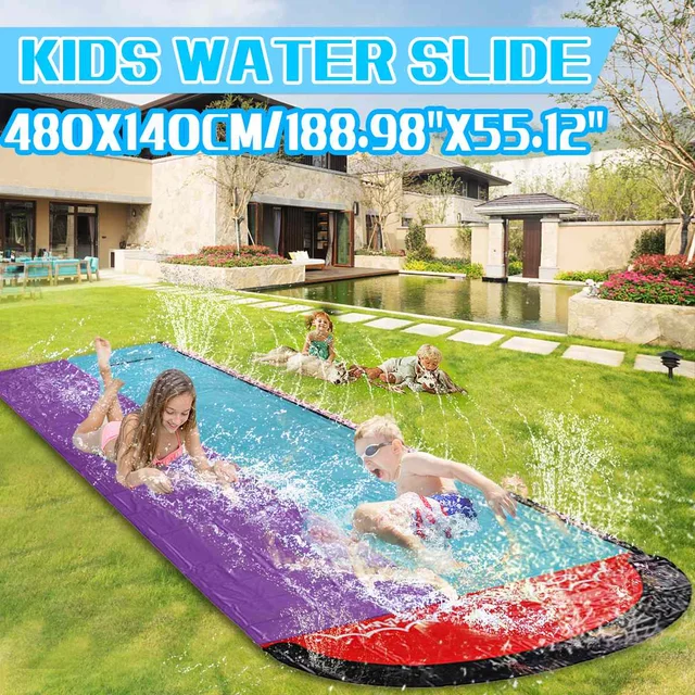 Children Surf Water Slide Outdoor Garden Racing Lawn Water Slide Spray Summer Water Games Pool Toy Toboggan Aquatiqu 480x140cm 1