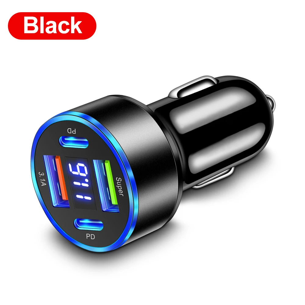 Phone Charger Car Charger Adapter 100W USB PD Car Charger 4 Ports Type C Fast Charging Car Adapter For iPhone15 Xiaomi Huawei Adapter Socket Cigarette Lighter