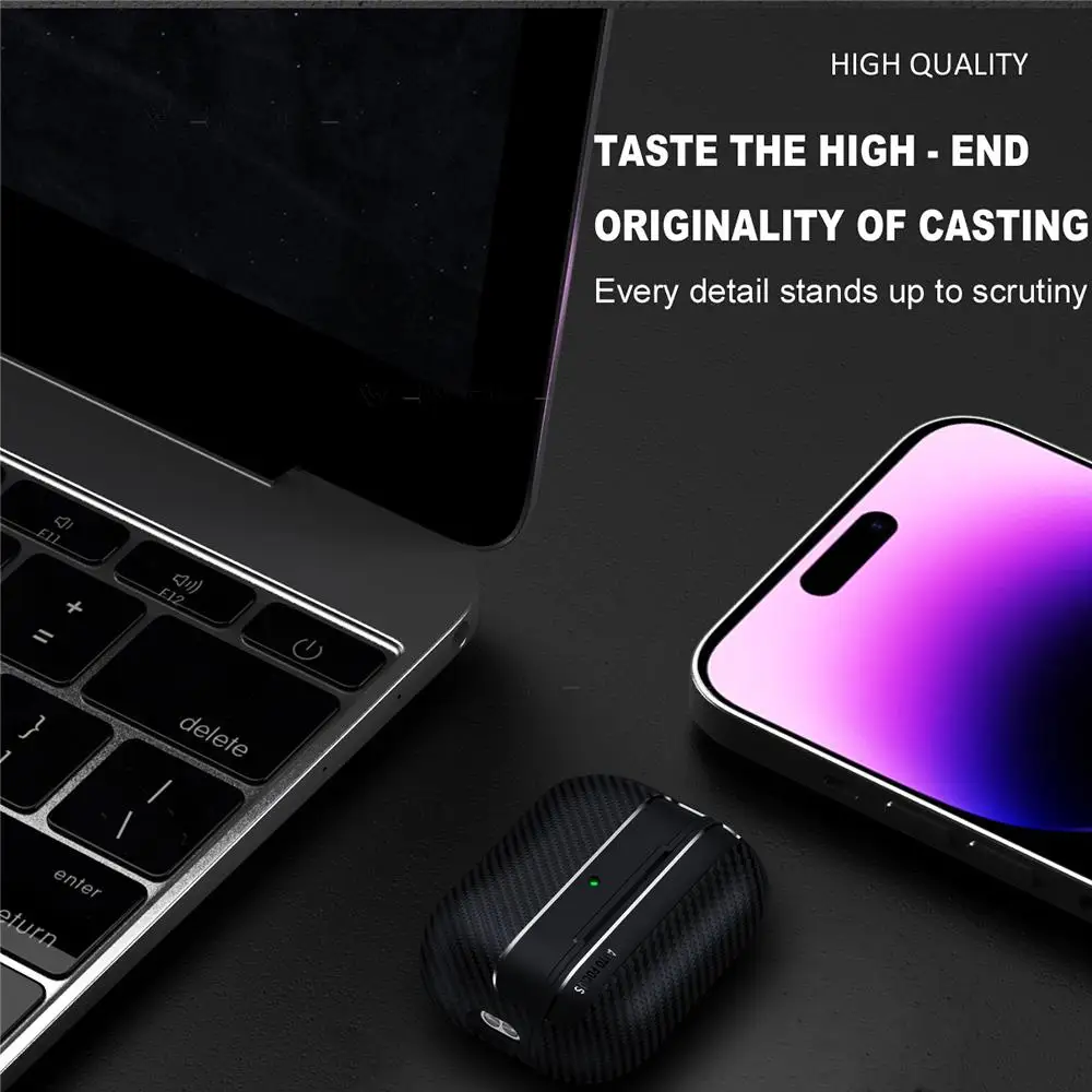 Carbon Fiber Earphone Cover with Hook - Compatible with AirPods Pro