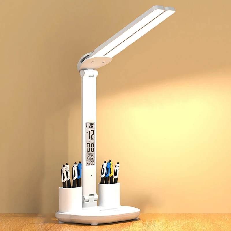 USB Plug in LED Study Eye Protection Desk Lamp Intelligent LED Display Bedside Lamp Desk Reading Multi function Pen Down Lamp