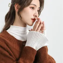 Ruffles Pleated Fake Sleeves Ruched Chiffon Fake Cuffs Korean Arm Warmers Sweater Horn Cuffs Hand Wrist Cuffs