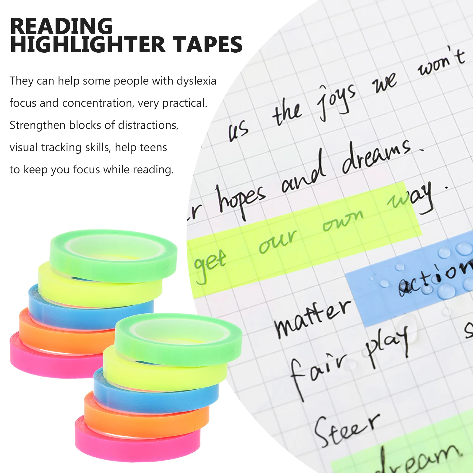 10Pcs Waterproof Highlighter Tapes Clear Duct Tape Index Sticker Book Tabs Annotating Supplies Correction Tape School Supplies