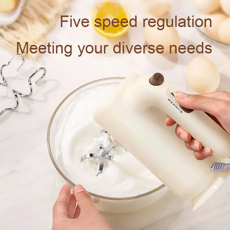 5-Speed Electric Handheld Mixer Whisk Eggs Beater Food Processor Dough Hooks Blender Butter Stirrer Cream Cake Baking Agitator 5