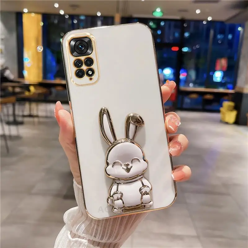 thumbnail image 1 of Note11s Luxury Rabbit Holder Case On For Xiaomi Redmi Note 11 Pro 4g 5g 10s 11s 9 10 9s 8 7 Plating Silicone Stand Cover 10c 9c, 1 of 5