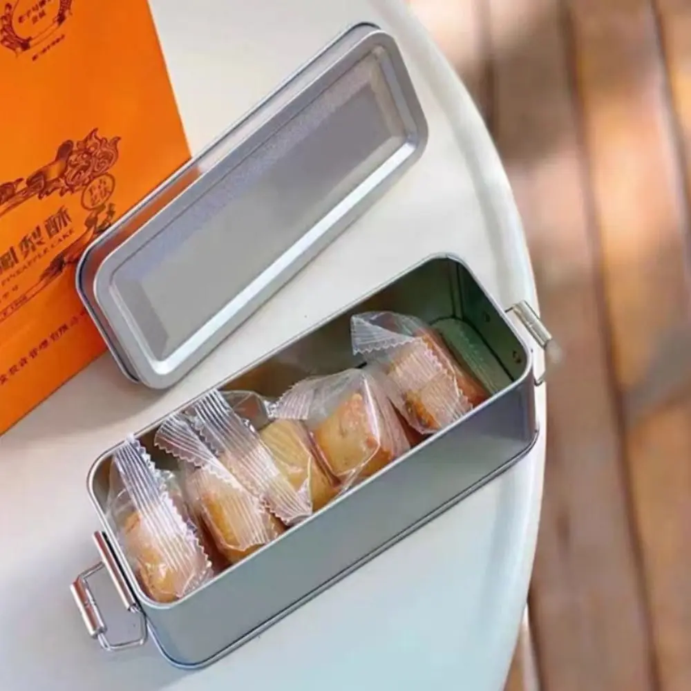 Altmodische rechteckige Eisenbox, hochwertige Aufbewahrungsbox aus Metall, Kuchenverpackungsbox, langlebig, mit Deckel, Süßigkeitenbox – Detail 4