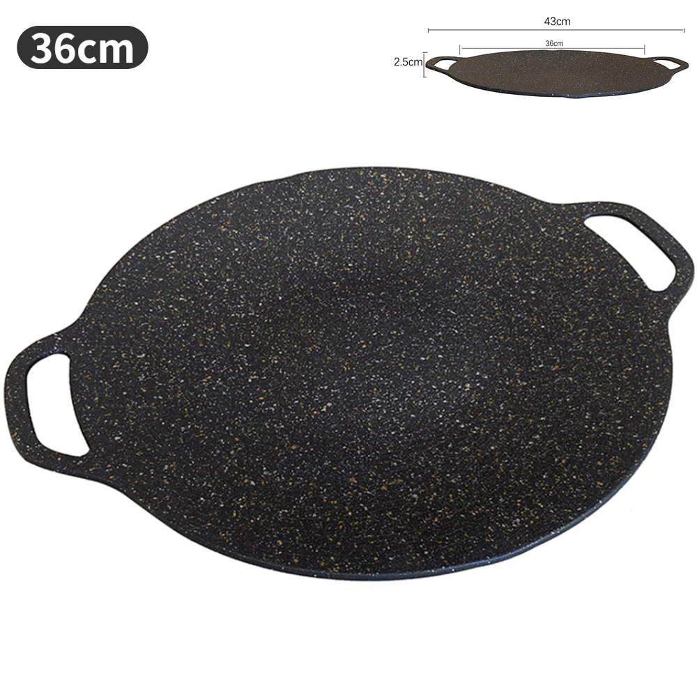 Korean Round Grill Pan Outdoor Camping Frying Pan Flat Pancake Griddle  Non-stick Maifan Stone Cooker Barbecue Tray BBQ Supplies - AliExpress