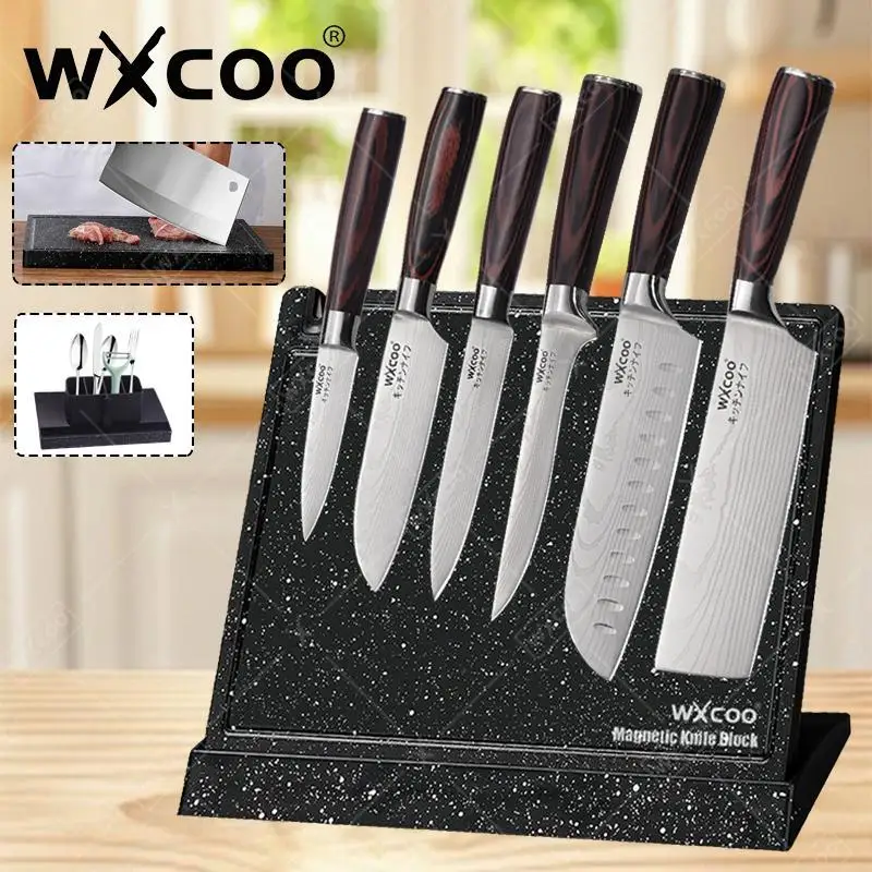 Kitchen Knives Set WXCOO Damascus Pattern Chef Knife Professional Japanese Knives for Kitchen Block Sharp Vegetable Cutter Knife Slicing