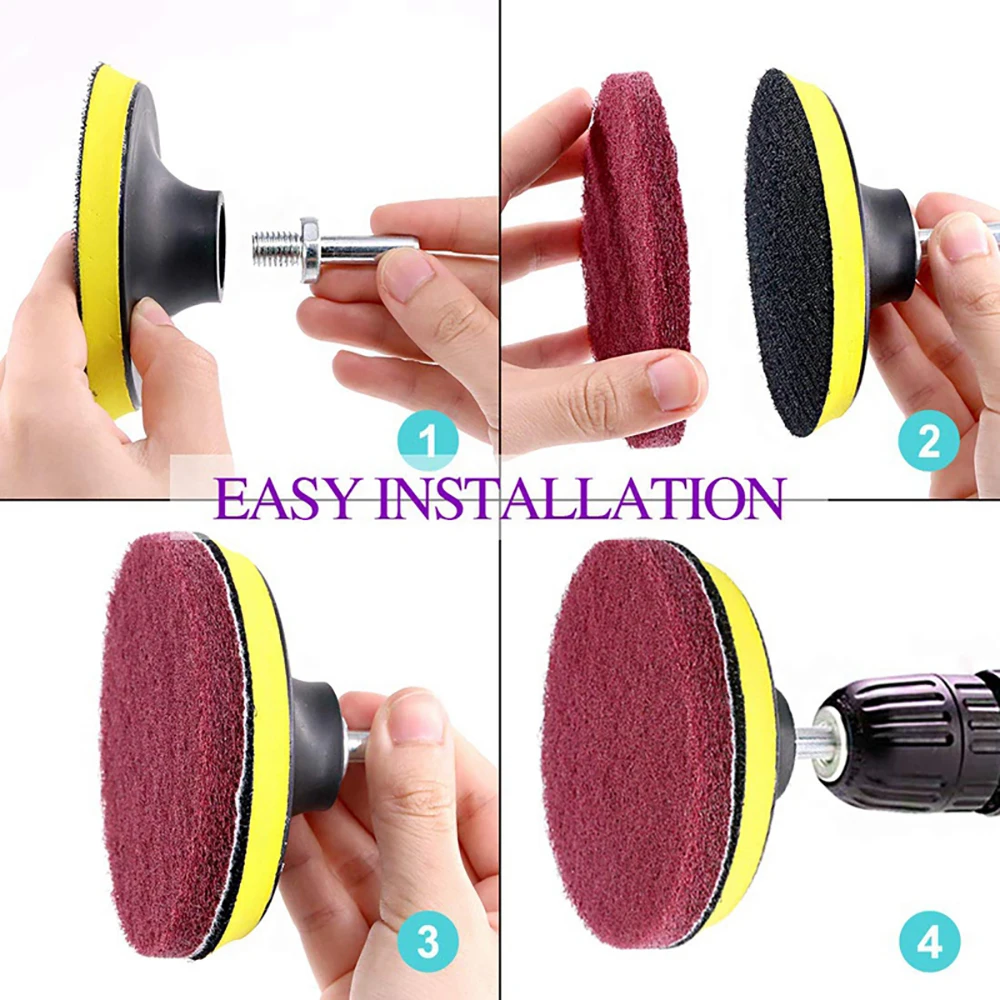 8Pcs 4Inch Electric Drill Brush Scrub Pads Grout Power Drills Scrubber Cleaning Brush Tub Cleaner Tools Dusty Brush for Car Tubs 4