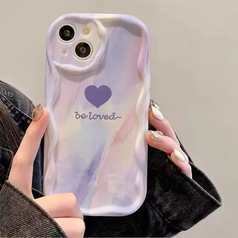 Vibrant Rainbow Heart Wavy Phone Case Cover
