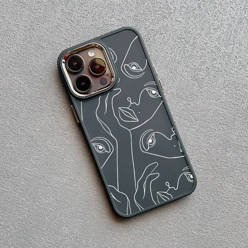 Sleek Abstract Geometric Face Art Silicone Phone Case