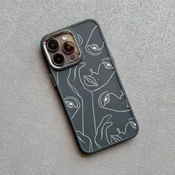 Sleek Abstract Geometric Face Art Silicone Phone Case - iPhone 13 (YJ - Black XTH 5)