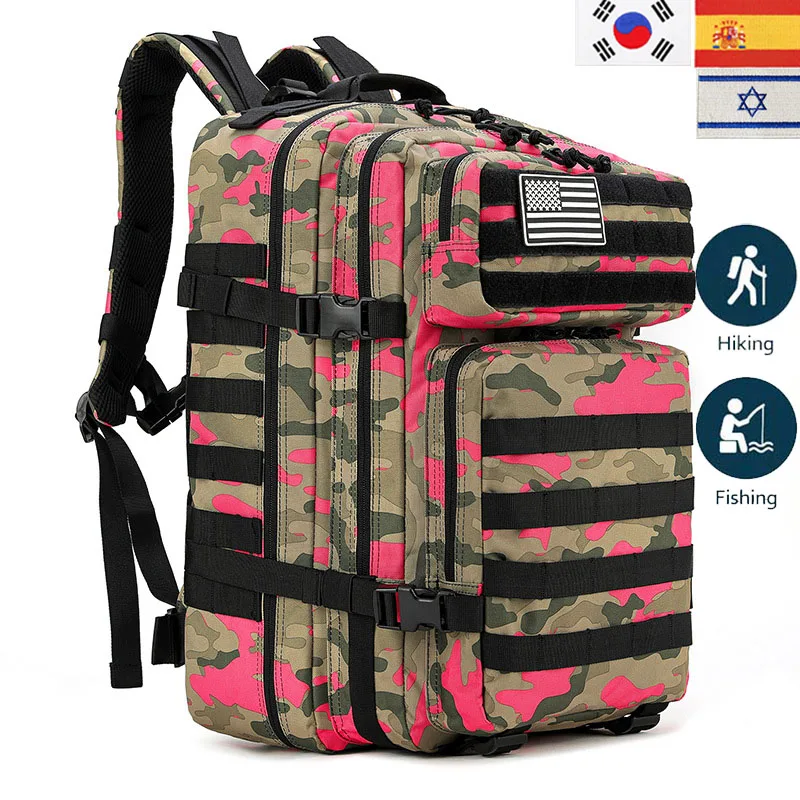 

Sports Trekking Hunting Nylon Tactical 30L or 50L Backpack Men Military Hiking Bag With Flag Patch Women 3P Attack Rucksack