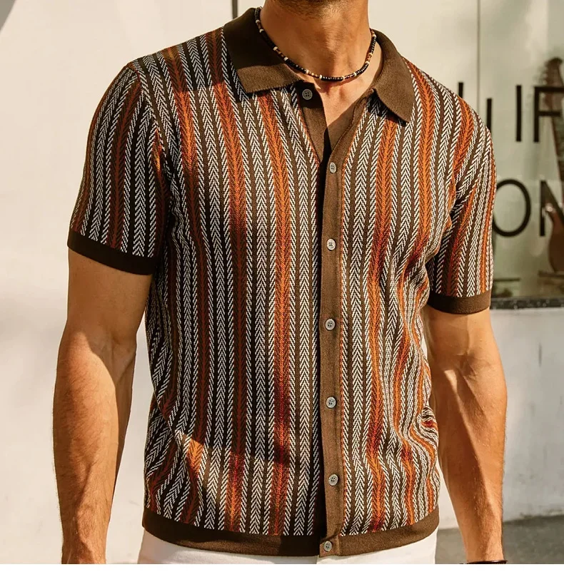 Summer new men's striped T-shirt polo Shirt High quality Ice silk fabric breathable wiry size Casual beach style mens shirts 3XL 13 Sd2b7db2969d84ab7aaa6b0f50656926ae