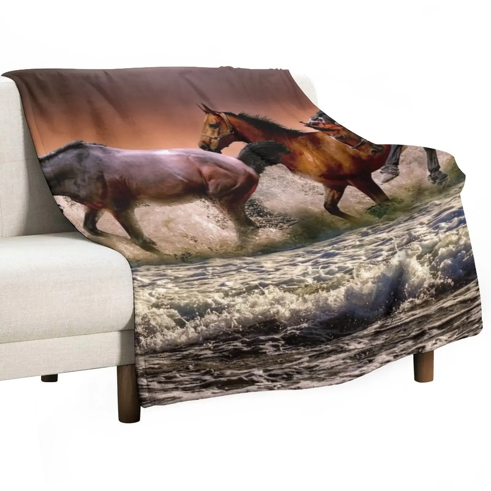 

Running Horses Throw Blanket Hair Summer Blankets