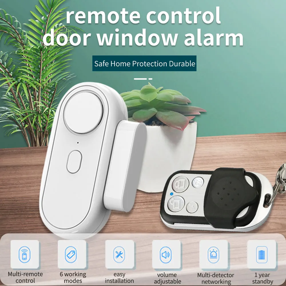FCC Adjustable Volume Battery Operated Wireless Door and Window Alarm With Remote For Home Security, Door Chimes for Kids Safety 4 6 8pcs adjustable sliding window safety locks stop aluminum alloy door frame security lock with keys for home and office