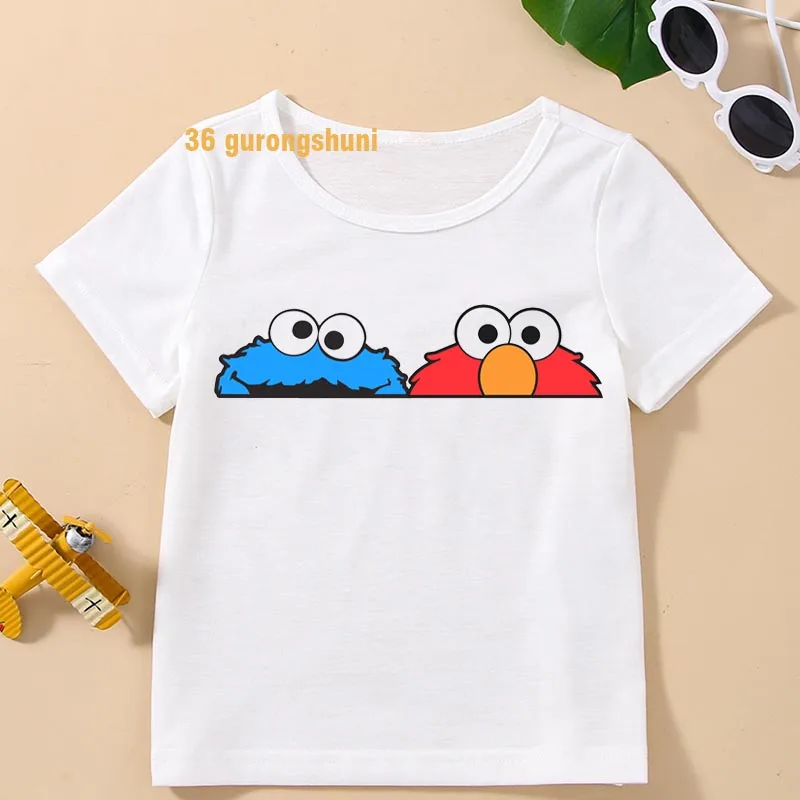 Maglietta Per Bambini Per Ragazzi Kid Girls Clothes 4 5 6 Old Birthday Tshirt Girl Cookie Monster Graphic Baby T-Shirt Per Bambini A Maniche Corte