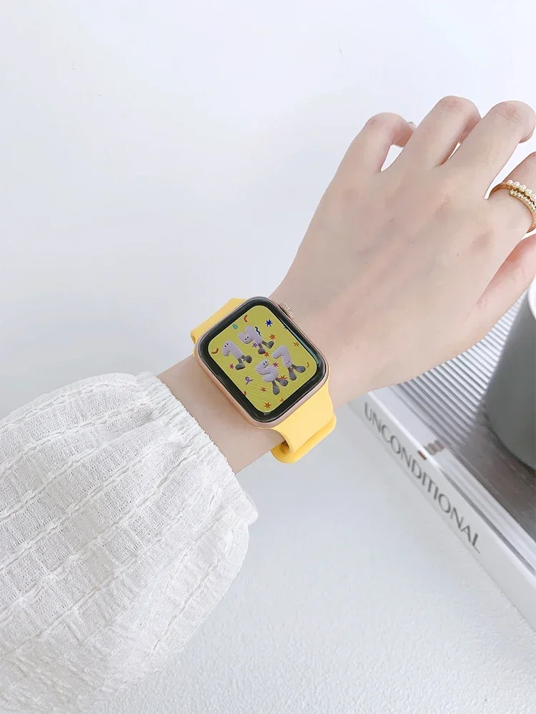 Silikon armband für Apple Uhren armband 44mm 40mm 45mm 41mm 49mm 42mm 38mm 44mm Armband iwatch Serie 9 7 se 3 4 5 6 8 Ultra Band – Detail 4