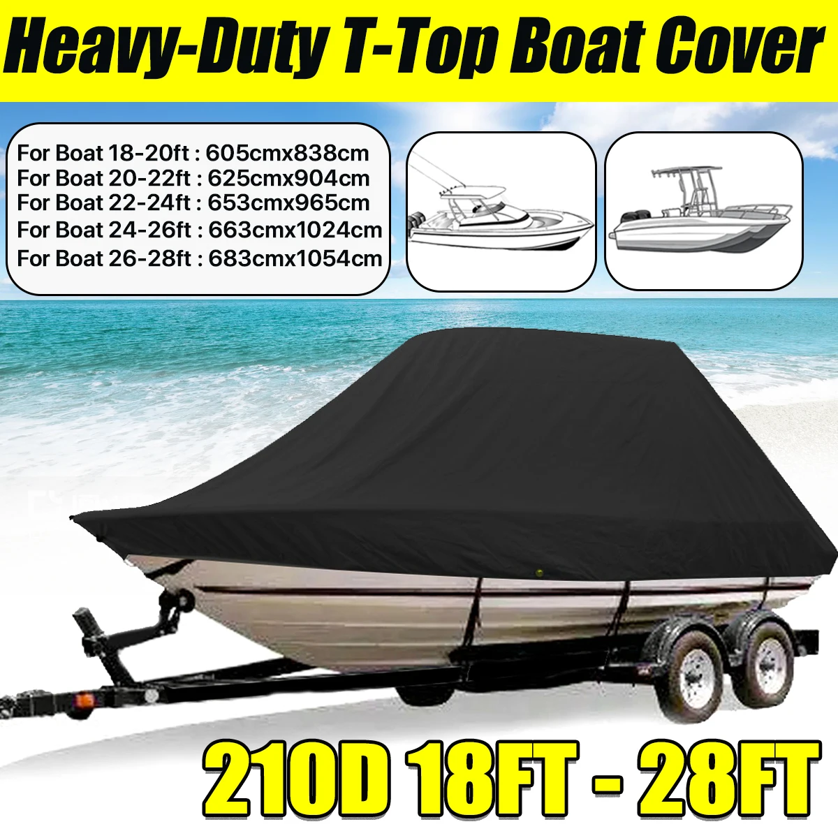 Boat Cover Fishing Boat Cover 18 28ft 210D Jumbo Cruiser Boat Cover Heavy Duty Oceansouth Marine Water Sun Proof UV Protection Fish Ski VHull Mooring Cover