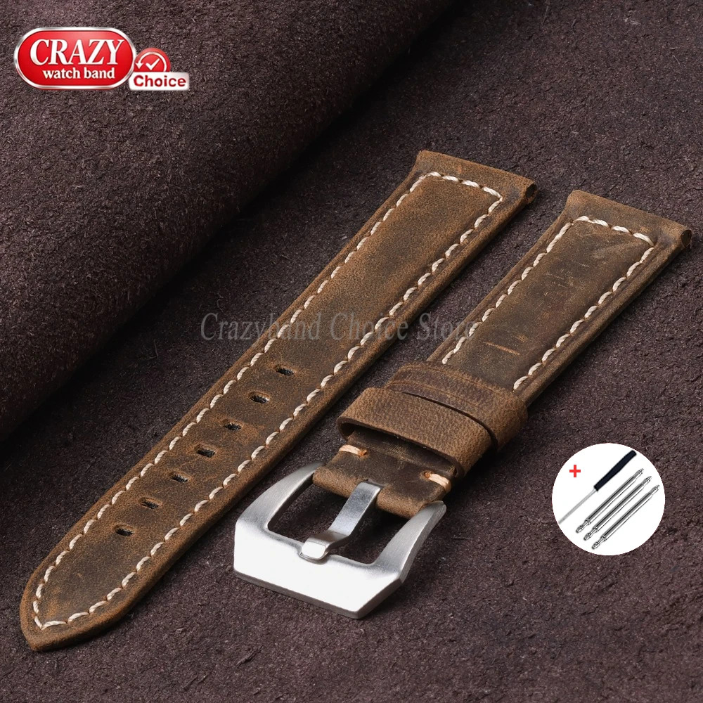 Calfskin Leather Sport Watch Band - Crazy Horse Finish, Universal Fit
