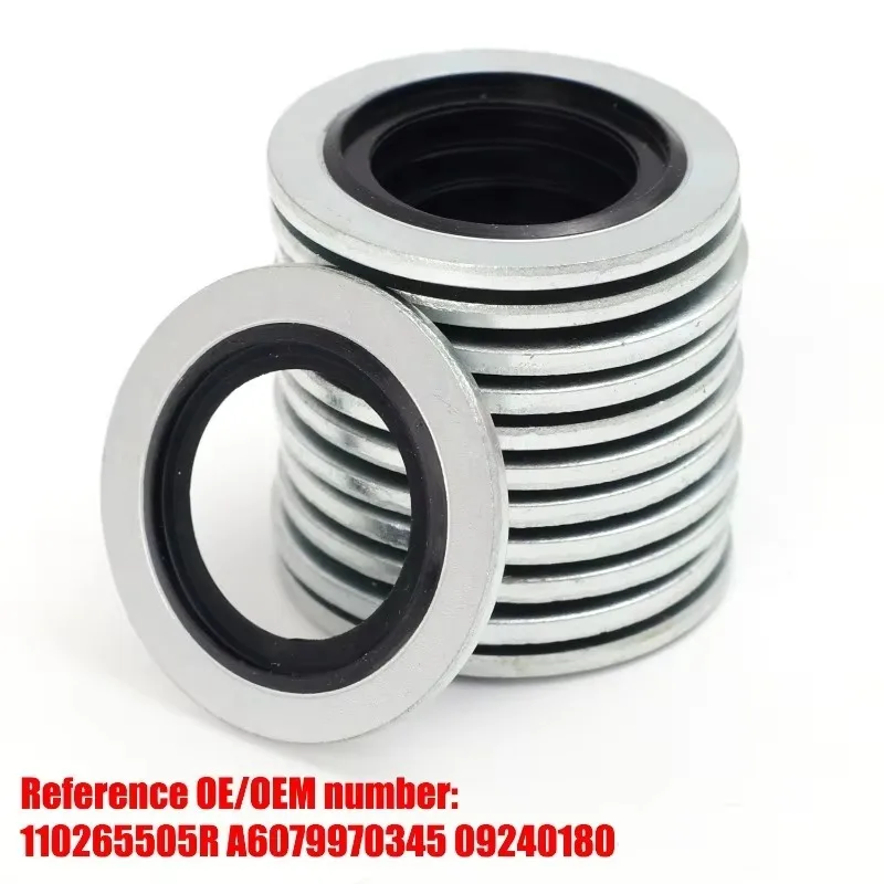 Bonded Seal Washer Car Oil Pan Drain Plug Aluminum Alloy Fluororubber Sealing Ring Gasket for Renault Car Accessories 110265505R oil drain plug gasket oil drain plug seal washer