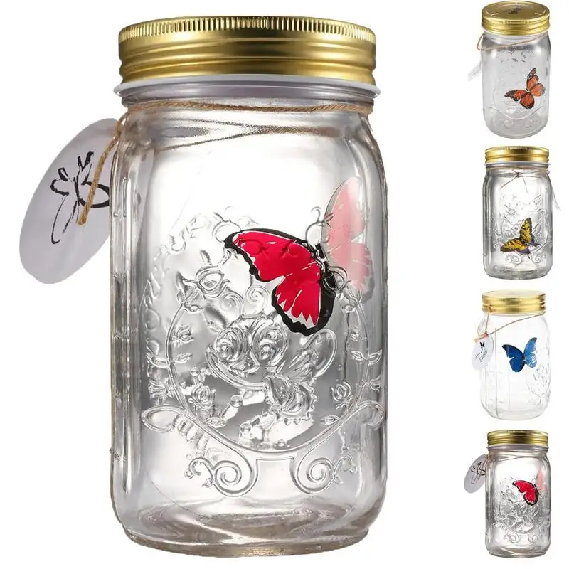 Magic Flying Butterfly Jar Lampada A Led Glass Mason Jar Simulazione Animated Butterfly Insect Collection Bottle Collection Gift