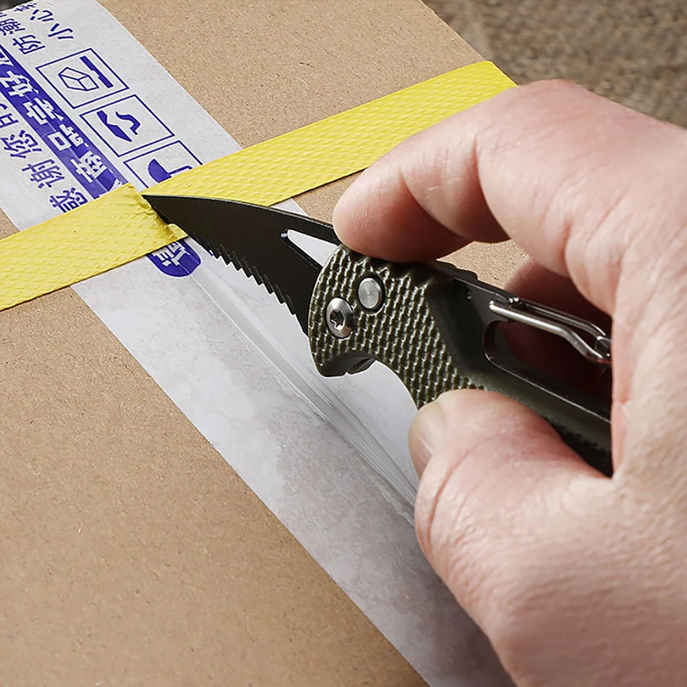Portable Multifunctional Courier Package Knife Keychain Serrated Hook Portable Unboxing Emergency Survival Tool Opener parcel knife multifunctional folding knife