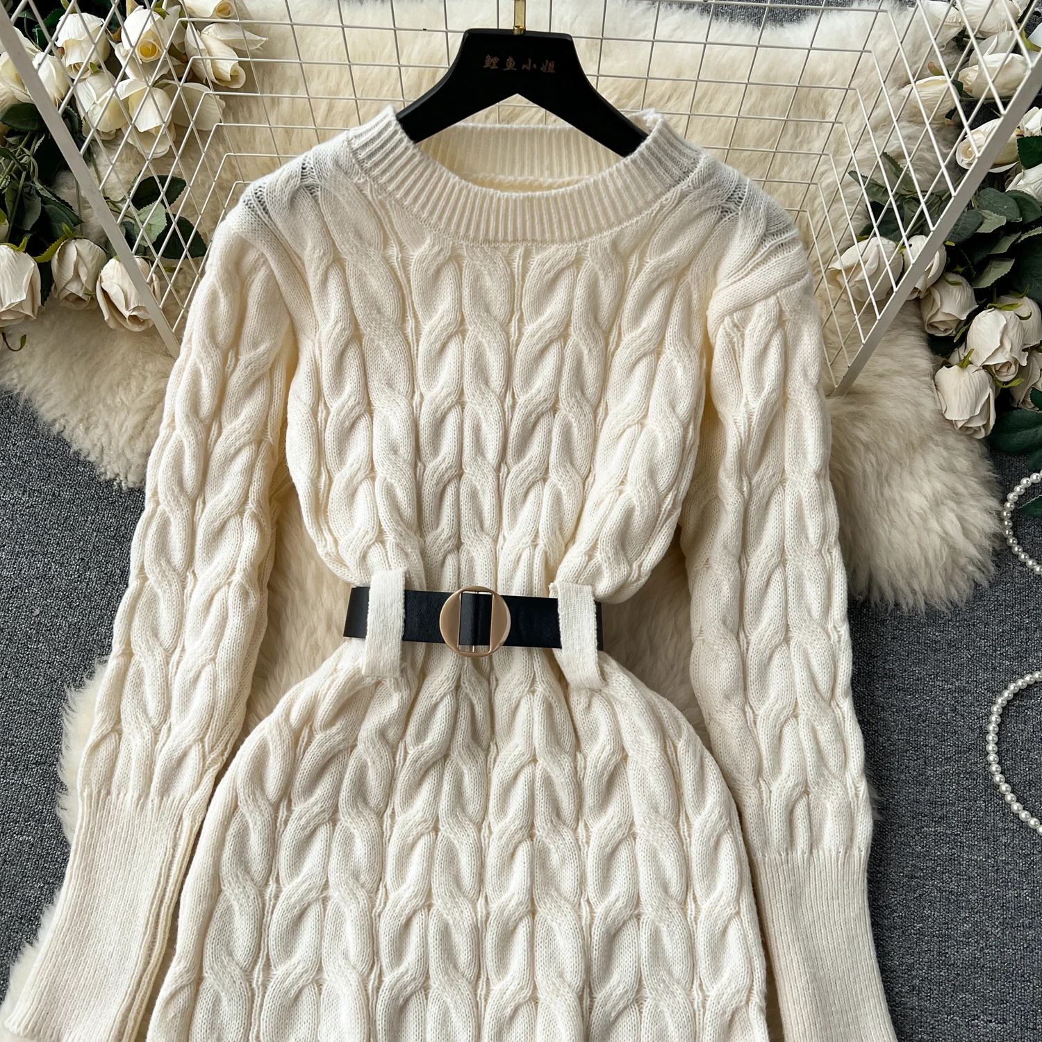 Winter Knit Mini Sweater Dress for Women