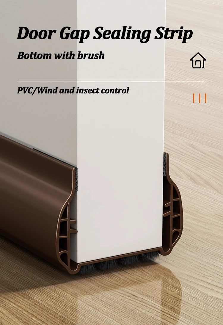 Description Picture 2 of itemDoor Bottom Sealing Strip with Wool-belt Wind-proof Dustproof Under Door Draft Stopper Self Adhesive Soundproof Seam Stripping