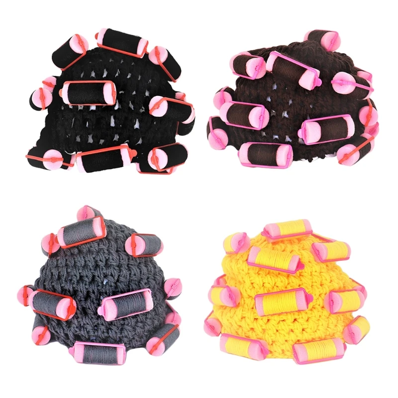 Knit Hat Adult Kids Baby Faux Wool Housewife Landlady Cosplay Hair Roller Curlers Skull Windproof Ear Warmer