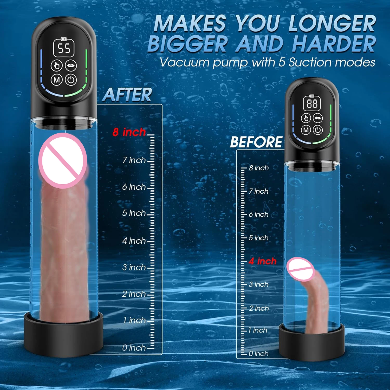 Enlarger Pump Penis Enlargement Extend Vacuum Pussy Pumps Male Masturbator Air Pressure Device Adult Sex Toys Games for Men LED