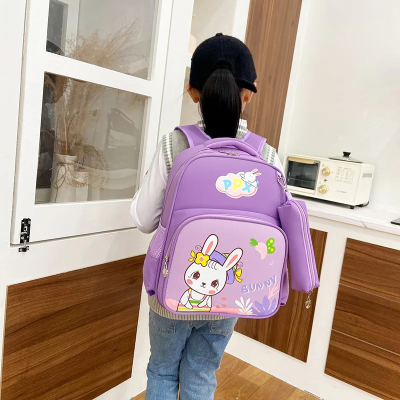 New Children's School Bag Cartoon Fashion Rabbit Dinosaur Kindergarten Boys and Girls Load Reduction Backpacks Large Capacity
