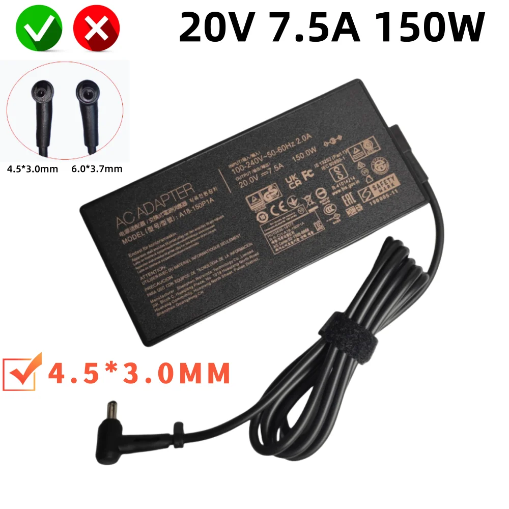 20V 150W Small Mouth Needle Tip AC Adapter Laptop