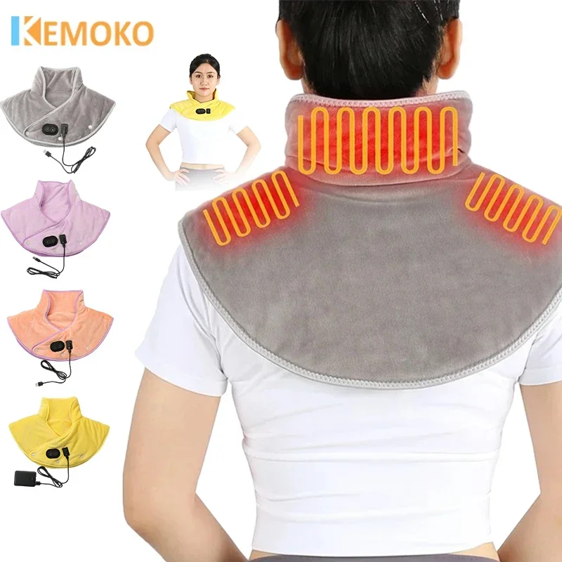 Home Office Thermal Blanket Electric Neck Heating Pad Wrap Massager Physiotherapy Shawl Shoulder Warmer Massage Pain Relief Mat electric heating shawl hot compress physiotherapy shoulder neck blanket guard 10 gears temperature control 50 84cm eu plug