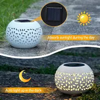 Lampe de Table solaire extérieure lampe à LED à énergie solaire évidé en métal bureau lanterne décorative Patio jardin lumière bureau lumière 4