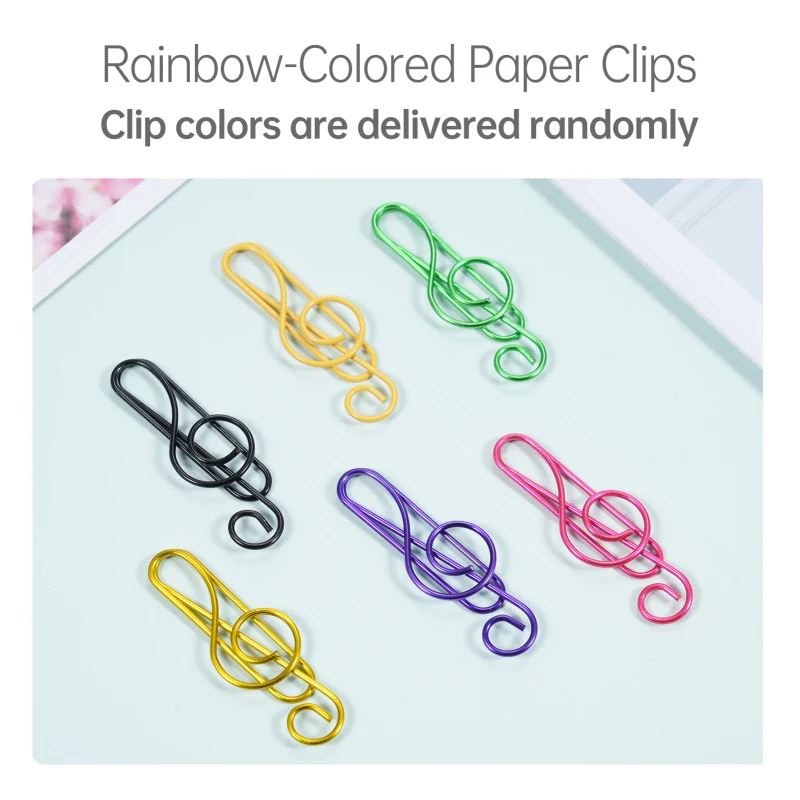 30/50/100PCS Paper Clips Cute Musical Note Paperclip Multicolor Metal Bookmarks for Music Enthusiast for Party Invitation Card paper clips