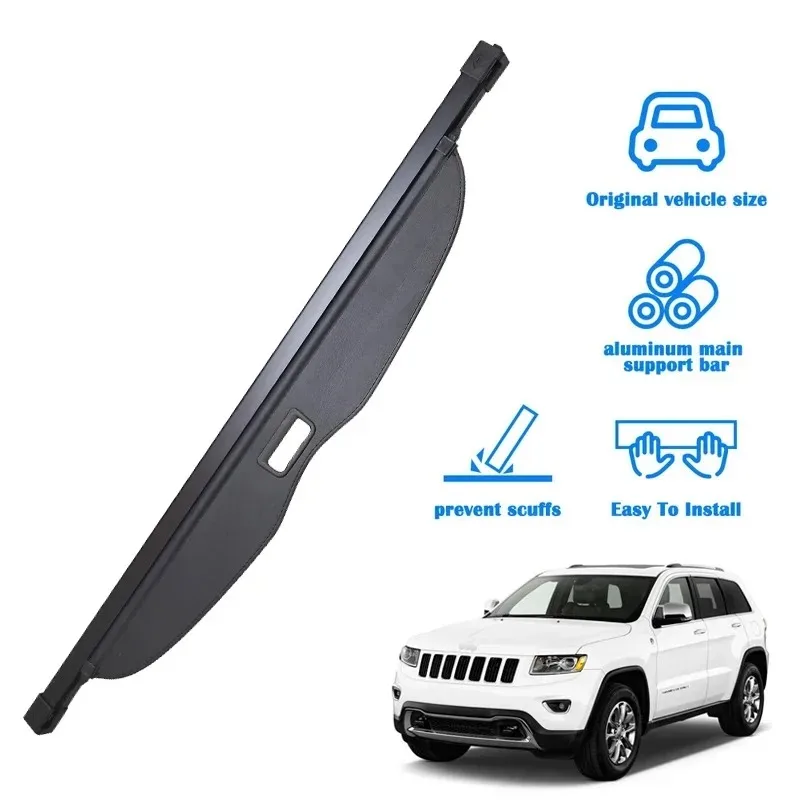 

For Jeep Grand Cherokee 11-16 Black Privacy Screen Retractable Trunk Security Tonneau Cover Luggage Shield Shade Cargo Cover