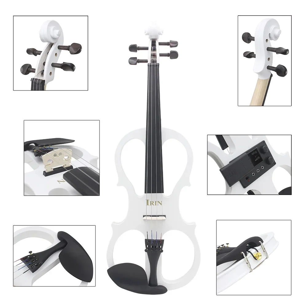 IRIN 4/4 Electric Violin Maple Body Silent Violin With Bow Case Headphone Cable Shoulder Rest Aluminium Alloy Accessories