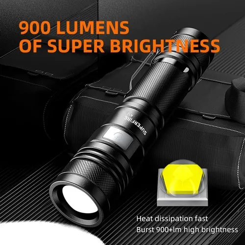울트라 브라이트 LED 손전등, LED 핸드 램프 구슬, 방수 토치 줌, 풀 파워 방수 손전등, USB C 타입 랜턴 2