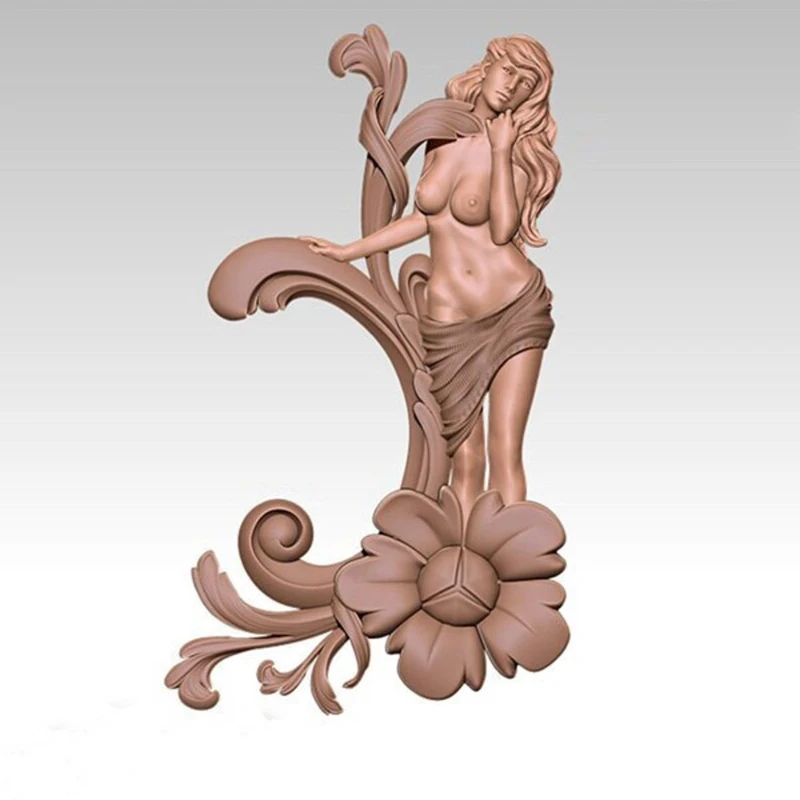 3D Model STL File Sexy Baroque Woman Ornament Corner Volute #1 Relief for CNC Router Engraving - ZBrush Artcam Aspire Cut3d wood locator Woodworking Machinery