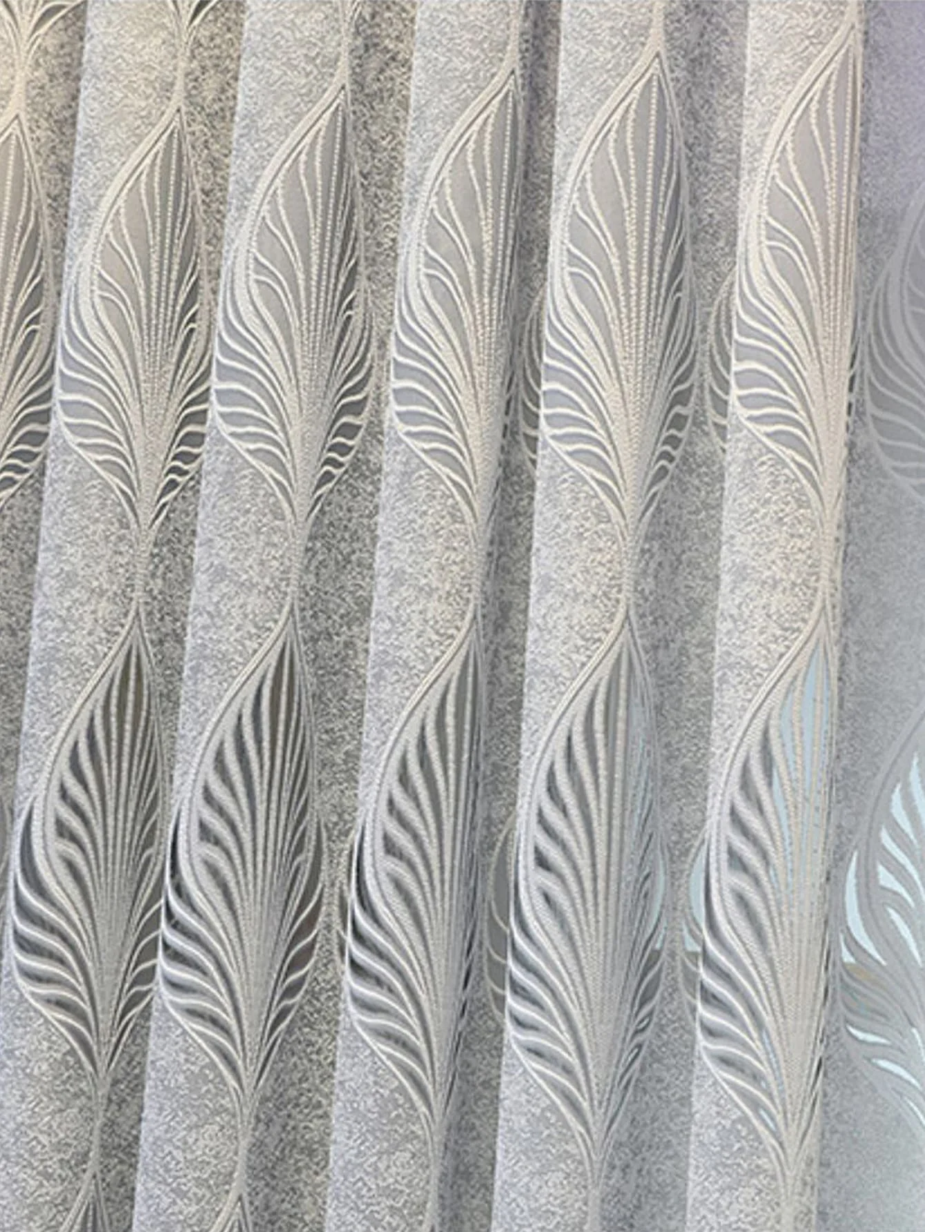 Leaf Embossed Perforated Blackout Curtains for Living Room Decoration
