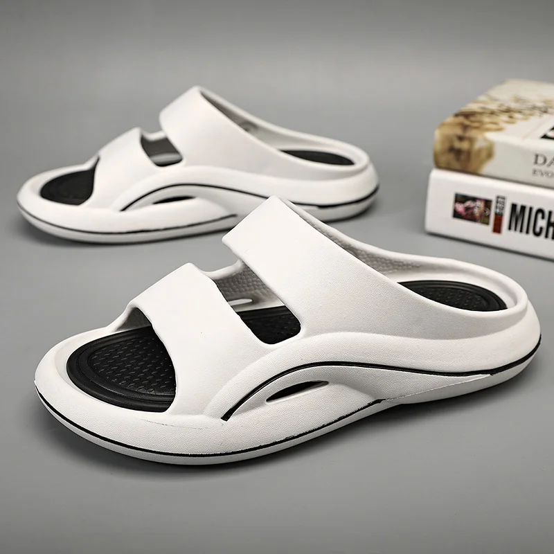 Sliptofflor för män Halkfria mjuka skumsliders med tjock sula Slip Bekväm tofflor för inomhus utomhus_voghion.com