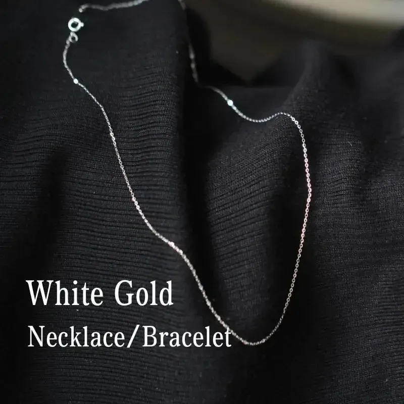 Gold Necklace Chain 14K Solid White Gold Minimal Simple Style