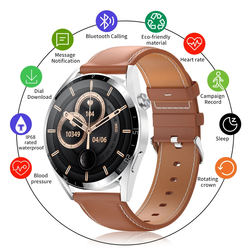 

2022 Retina HD 300mAH Smart Watch Wrist Bracelet Bluetooth GT3 Men Women Health Heart Rate Blood Preesure Smartwatch Pedometer
