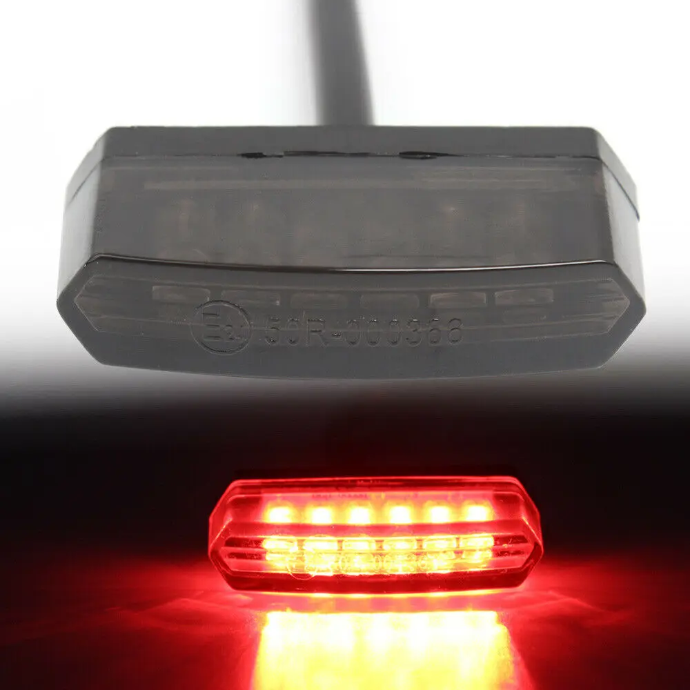 미니 리어 러닝 브레이크 램프, 연기, 레드, 클리어 오토바이, 12V, 6 LED 테일 라이트